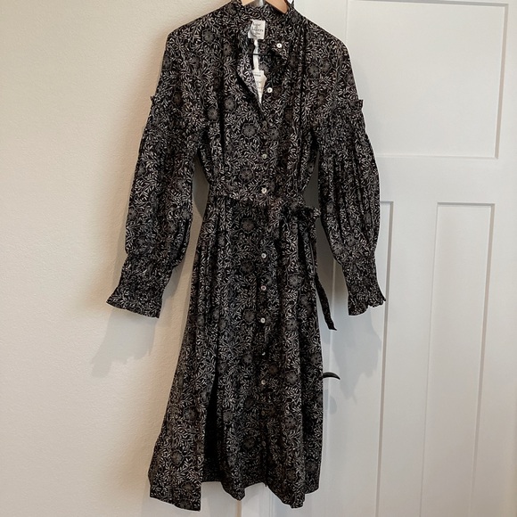 Hope For Flowers Long-Sleeve Midi Shirt Dress Anthropologie Tracy Reese - Picture 6 of 13